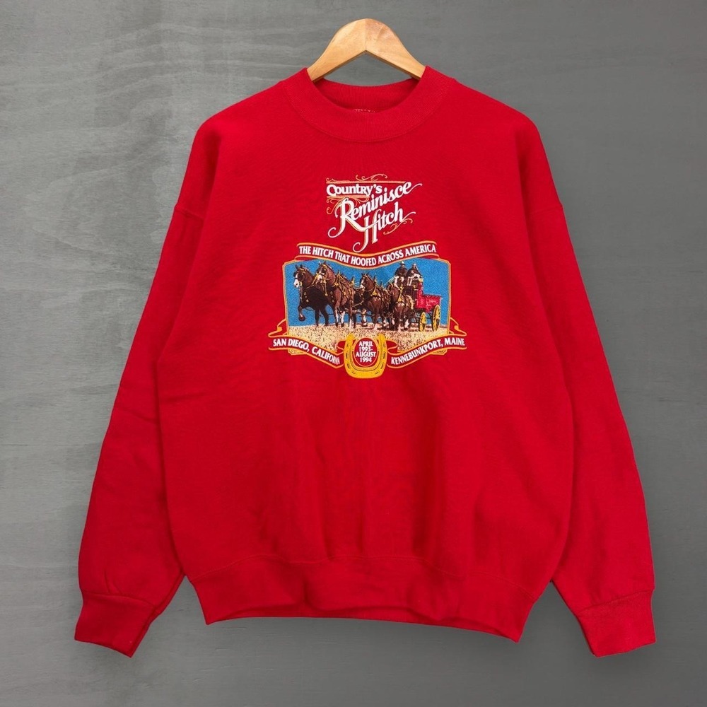 Vintage Red Reminisce Hitch Horse Swetashirt 90s Large
